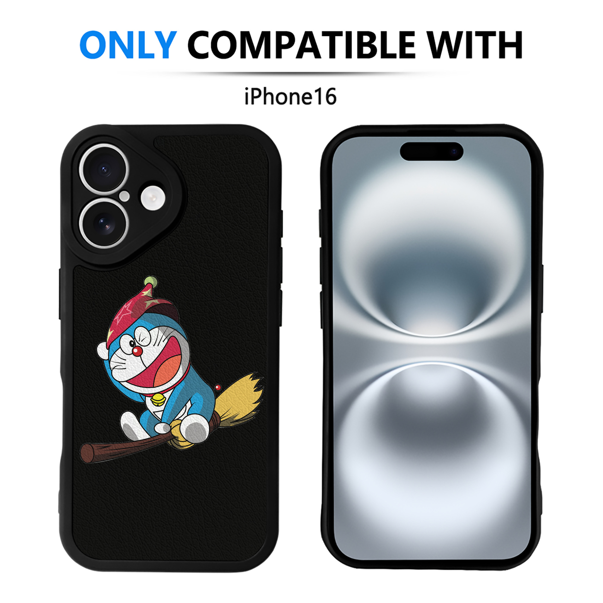 （画像用） ドラえもん Doraemon 【iPhone 16シリーズ対応】シリコンスマホケース（レザー調） 材質：シリコン